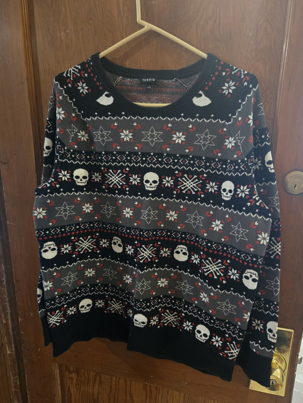 Torrid Black & Gray Skull Fair Isle Sweater